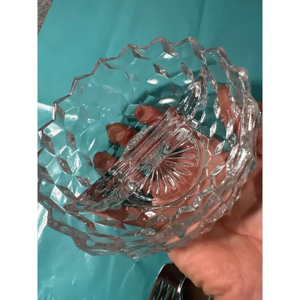 Fostoria American pattern crystal divided dish for relishes, jams, or condiments